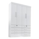 Ver imagem 3 de Guarda-Roupa Infantil 4 Portas Frente MDF Puxador de Madeira Aquarela Branco