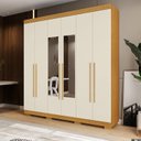 Ver imagem 1 de Guarda-Roupa Casal 6 Portas com Espelho 199cm Willow Espresso Móveis Off White/Cinamomo