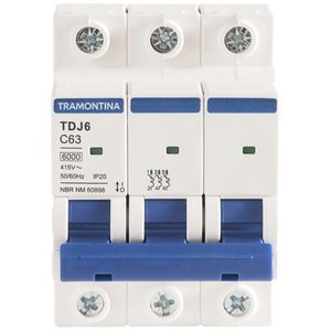 Minidisjuntor Tdj6ka 3 P 63 a Curva C Tramontina