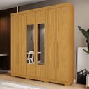 Ver imagem 1 de Guarda-Roupa Casal 6 Portas com Espelho 199cm Willow Espresso Móveis Branco/Cinamomo