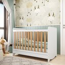 Ver imagem 1 de Berço Mini Cama Americano 100% MDF 3 em 1 Ben Branco/Brilho/Amêndoa