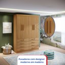 Ver imagem 6 de Guarda-Roupa Infantil 4 Portas Frente MDF Puxador de Madeira Aquarela Marrom/Cinamomo