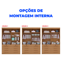 Ver imagem 5 de Guarda-Roupa Infantil 4 Portas Frente MDF Puxador de Madeira Aquarela Marrom/Cinamomo