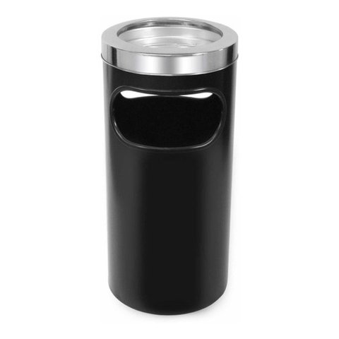 Cinzeiro Lixeira Plástico com Aro em Aço Inox 22l Cor:preto
