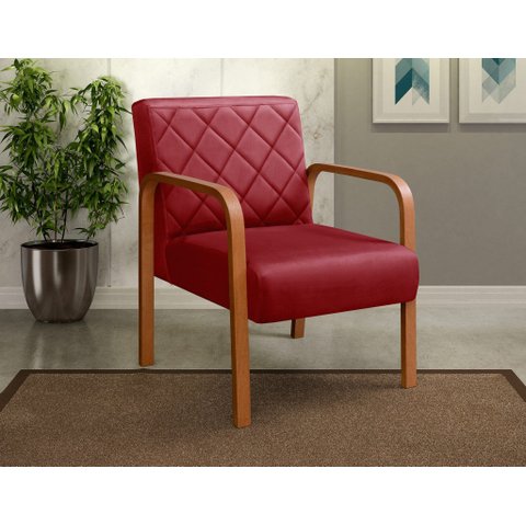 Kit 2 Poltronas Cadeira Decorativa Sala, Recepção Lara Vermelho Bordô