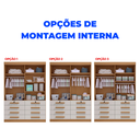 Ver imagem 5 de Guarda-Roupa Infantil 4 Portas Frente MDF Puxador de Madeira Aquarela Marrom/Cinamomo/Off White