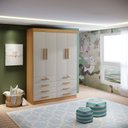 Ver imagem 2 de Guarda-roupa Infantil 4 Portas Frente Mdf Puxador de Madeira Aquarela