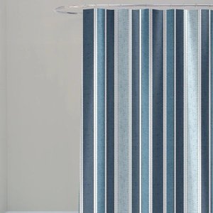 Cortina para Box Banheiro Antimofo Poliéster 198x180cm - Listra Azul Vertical