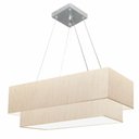 Ver imagem 1 de Lustre Pendente Duplo Retangular Vivare Md-4322 Cúpula em Tecido 99x40cm X 80x30cm - Bivolt Linho