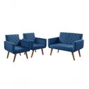 Ver imagem 1 de Conjunto Anabelle 2 Poltronas de 1 Lugar 1 Poltrona 2 Lugares Braço Unidecor Azul Bic