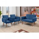 Ver imagem 2 de Conjunto Anabelle 2 Poltronas de 1 Lugar 1 Poltrona 2 Lugares Braço Unidecor Azul Bic