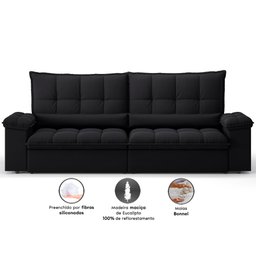 Sofá Sideral Retrátil e Reclinável com Molas no Assento 2,00m Velosuede - Netsofas  - 3