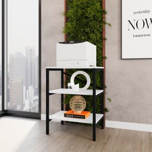 Estante Industrial Moderna Multiuso com 3 Prateleiras Aço Branca