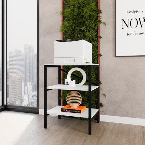 Estante Industrial Moderna Multiuso com 3 Prateleiras Aço Branca