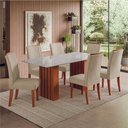 Ver imagem 2 de Conjunto de Mesa Sala de Jantar Ripada Tampo com Vidro Santiago 1,80m 6 Cadeiras Grécia Dobuê
