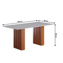 Ver imagem 3 de Conjunto de Mesa Sala de Jantar Ripada Tampo com Vidro Santiago 1,80m 6 Cadeiras Grécia Dobuê