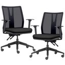Ver imagem 1 de Kit 2 Cadeiras de Escritório Giratória Diretor Flow F02 Base Preta Crepe Preto - Lyam Decor