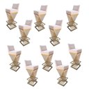Ver imagem 1 de Kit 10 Banquetas Luma Base de Ferro Sued Bege - D'classe Decor