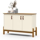 Ver imagem 4 de Buffet Aparador Balcão 3 Portas Sonetto Puxador em Couro para Sala Jantar