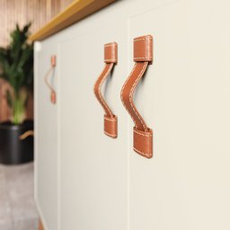 Buffet Aparador Balcão 3 Portas Sonetto Puxador em Couro para Sala Jantar - 3