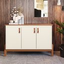 Ver imagem 2 de Buffet Aparador Balcão 3 Portas Sonetto Puxador em Couro para Sala Jantar