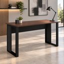 Ver imagem 1 de Mesa de Trabalho Industrial 150 cm X 60 cm Tampo Encorpado 25 mm F5 Office Cor:Louro Preto com Preto