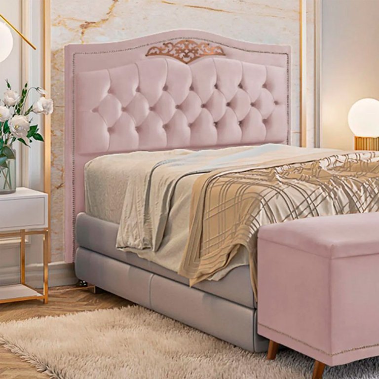 Cabeceira Cama Box Queen 1,60 Estofada Luxor Rose Holanda Plus Star Confort