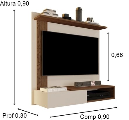 Painel Turquesa TV Até 32 Polegadas Off white / Freijó - Comprar Moveis em Casa - 2