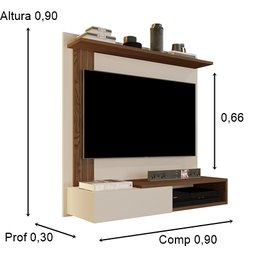 Painel Turquesa TV Até 32 Polegadas Off white / Freijó - Comprar Moveis em Casa - 2