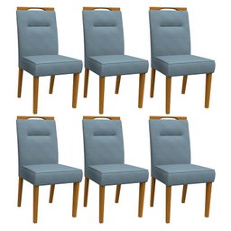 Conjunto 6 Cadeiras Itália Ipê/Azul - PR Móveis - 1