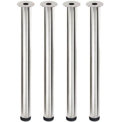 Conjunto 4 Pés de Mesa Cromados com Regulágem 7,6x75cm Modelo Palito Aço Carbono Dimec