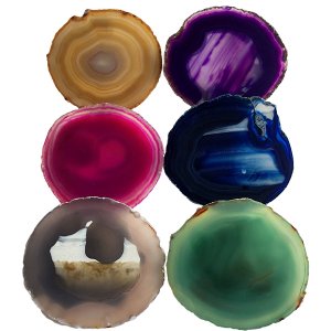 Porta Copos De Ágatas SORTIDAS 10 A 13 Cm - Kit 6 Pçs