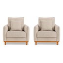 Ver imagem 4 de Kit 2 Poltronas Belga com Base de Madeira Boucle Sala Bz:bege