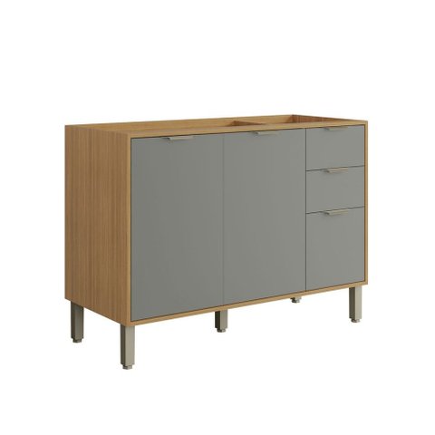 Balcão de Cozinha para Pia 120 Cm Colors 3 Portas 2 Gavetas 100% Mdf Freijó/moss - Kits Paraná