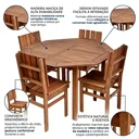 Ver imagem 7 de Conjunto Externo com Mesa Oitavada 120cm e 4 Cadeiras Ultron Madeira Maciça Marrom