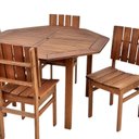 Ver imagem 3 de Conjunto Externo com Mesa Oitavada 120cm e 4 Cadeiras Ultron Madeira Maciça Marrom