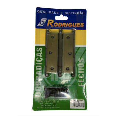 Cartela de Dobradiças C/ 3 Unidades - 3.1/2" - Lv 5300 - Aço Envelhecido - Metalúrgica Rodrigues