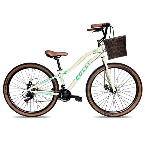 Bicicleta Viena Aro 29 Freio Disco 21v com Cestão Colli Cor Bronze Tamanho do Quadro 17 Branco