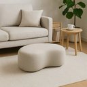 Ver imagem 3 de Puff Formato Orgânico Minimalista Estofado Sofá Decorativo Bege