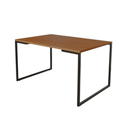 Mesa de Jantar Industrial 6 Lugares Canela 140x90 Base Aço Preto - 1