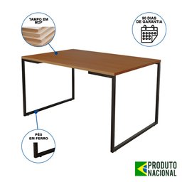 Mesa de Jantar Industrial 6 Lugares Canela 140x90 Base Aço Preto - 2
