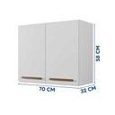 Ver imagem 5 de Armário Aéreo 2 Portas Cristal Branco 70cm para Cozinha e Lavanderia Shop Jm