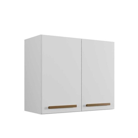 Armário Aéreo 2 Portas Cristal Branco 70cm para Cozinha e Lavanderia Shop Jm