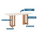 Ver imagem 2 de Mesa para Cozinha Yara Sc81 com Tampo Madeirado com Vidro Curvo 180x90cm Nature Off White Henn