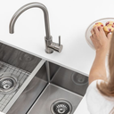 Ver imagem 6 de Torneira Misturador Monocomando Cozinha Bica Móvel Alta Inox Escovado