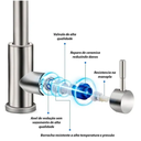 Ver mais imagens de Torneira Misturador Monocomando Cozinha Bica Móvel Alta Inox Escovado