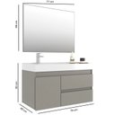 Ver imagem 3 de Conjunto Gabinete para Banheiro com Espelheira Califórnia 80 Cimento/Cimento