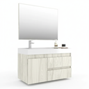 Ver imagem 2 de Conjunto Gabinete para Banheiro Suspenso com Cuba e Espelho em MDF Califórnia Carvalho