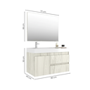 Ver imagem 3 de Conjunto Gabinete para Banheiro Suspenso com Cuba e Espelho em MDF Califórnia Carvalho