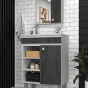 Ver imagem 1 de Conjunto Balcão para Banheiro com Espelheira Siena 55 Branco/Carbono